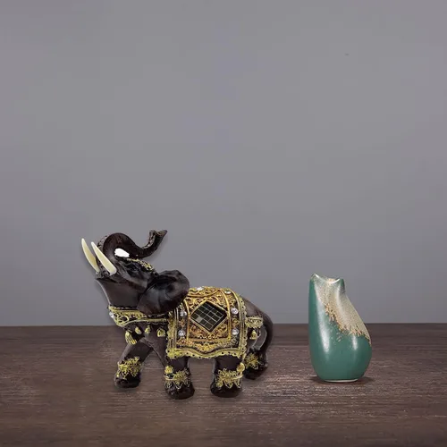 Vista 7 de Lucky Wealth - Estatua de elefante Feng Shui, figura coleccionable de resina con tronco levantado, regalo de elefante de buena suerte para mujeres