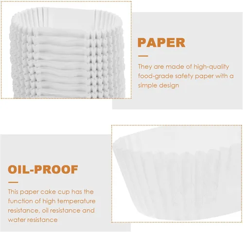 Vista 3 de Vasos de papel ovalados para tartas, 1000 unidades, 2.87 x 1.37 x 0.98 pulgadas, a prueba de grasa, desechables, forros ovalados para magdalenas