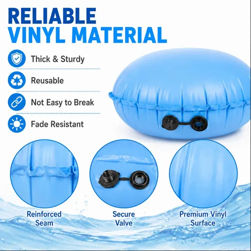 Vista 3 de Hungdao 2 almohadas de piscina para sobre el suelo de 4 x 4 pies, cubierta de globo, para invierno, inflable, redonda, para piscina, accesorios