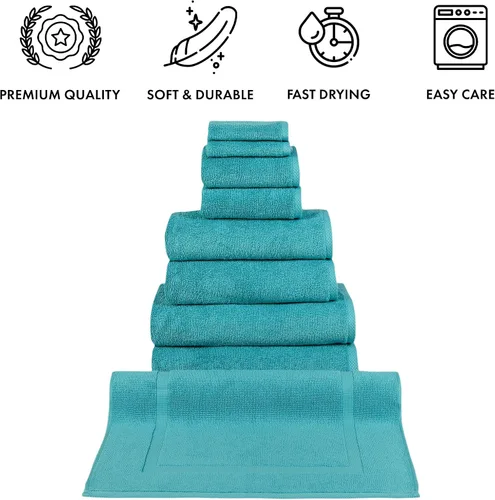 Vista 4 de Toallas turcas clásicas prémium juego de toallas suaves – Incluye toallas de baño de gran tamaño, toallas de baño, toallas de mano, toallas de baño