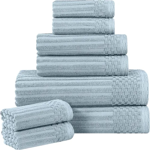 Vista 52 de Superior Juego de 6 toallas de algodón sólido y acanalado, toallas de cara de 13 x 13 pulgadas, toallas de mano de 16 x 28 pulgadas, toallas de baño