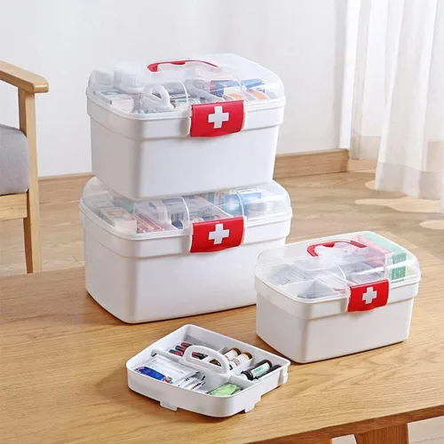 Vista 3 de Eforcase Organizador de almacenamiento – Caja de plástico para primeros auxilios – Kit de emergencia familiar organizador de almacenamiento