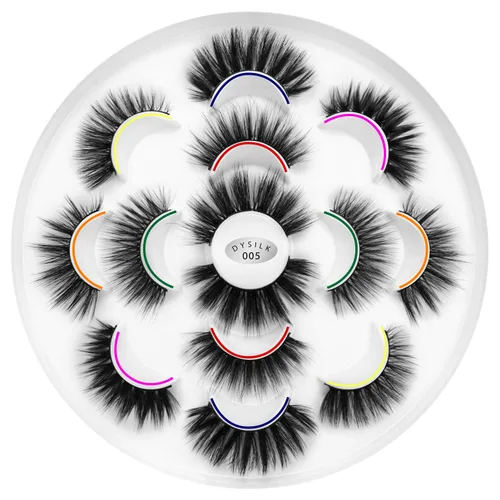 Vista 13 de DYSILK Pestañas postizas naturales de visón 6D, aspecto dramático, pestañas postizas esponjosas, extensión de maquillaje, pestañas largas hechas a