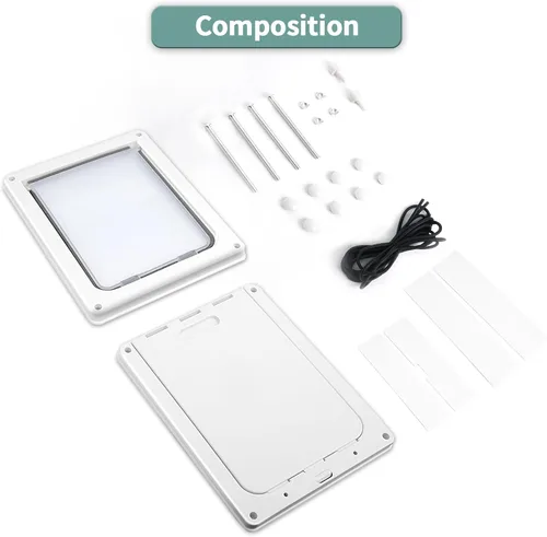 Vista 5 de Puerta grande para perros con panel de bloqueo magnético para seguridad en el hogar, duradera y resistente a la intemperie, 17 x 14 pulgadas
