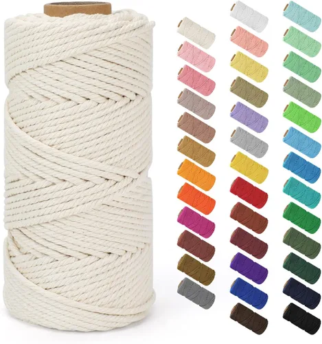Vista 43 de Cuerda de macramé de 0.079 in x 220 yardas (656 pies), cuerda de algodón natural para colgar en la pared, ganchos de plantas, manualidades Verde