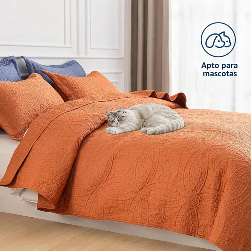 Vista 2 de SheRest - Juego de colcha individual - colcha de cama suave y transpirable, colcha con relieve de estilo moderno, colcha de microfibra ligera