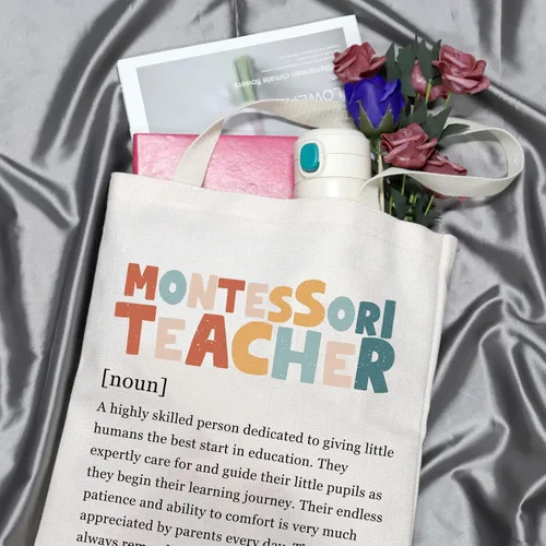 Vista 2 de GJTIM Montessori - Bolsa de mano para profesores, regalo para profesores, regalo para educadores de primera infancia, regalo de agradecimiento