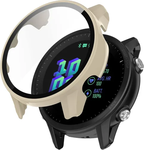 Vista 7 de Funda protectora compatible con Garmin Forerunner 955/955, protector de pantalla solar, vidrio templado, policarbonato duro, cubierta completa, 6