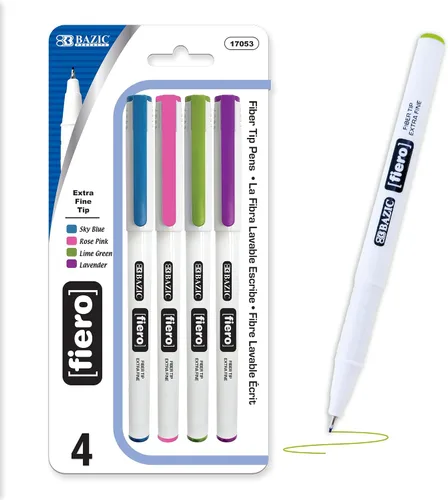 Vista 11 de BAZIC PRODUCTS Fiero - Bolígrafos fineliner surtidos, extrafinos, 4 unidades, 24 cajas Bolígrafos Fiero con punta de fibra surtida, cuello