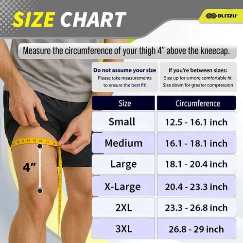Vista 6 de BLITZU - Rodillera de compresión para hombres y mujeres – mejor soporte para correr, gimnasio, entrenamiento, fitness, levantamiento de pesas.