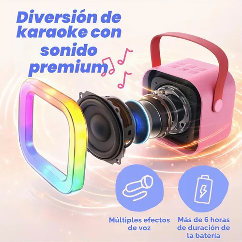 Vista 5 de Move2Play, Mini máquina de karaoke para niños Más de 20 canciones integradas Altavoz Bluetooth con micrófonos Efectos de voz Juguete musical