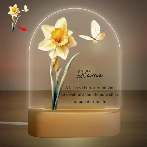 Vista 14 de Regalos de cumpleaños personalizados, lámpara de luz nocturna LED acrílica, placa de bola de cristal, nombre de foto personalizado, regalos