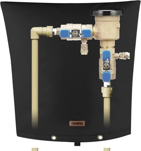 Vista 23 de Cubierta aislante de tubería para prevención de reflujo (5 °F) – Bolsa aislada para válvula de aspersor de riego – Cubierta de bomba de pozo de agua