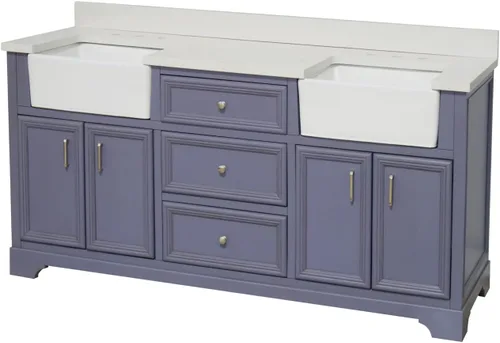Vista 5 de Kitchen Bath Collection Zelda - Mueble de casa de campo doble de 72 pulgadas (cuarzo/gris polvo): incluye gabinete gris polvo con impresionante