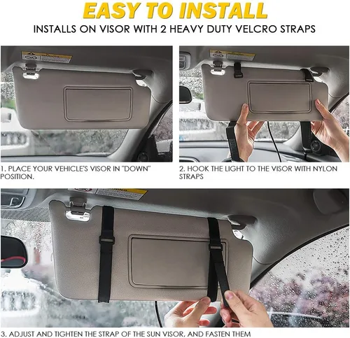 Vista 6 de Xprite - Luces estroboscópicas Amber de 48 LED para visor, luces interiores de parabrisas y protector solar, luces de advertencia de peligro