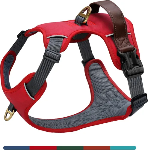 Vista 12 de Arnés para perro sin tirones de tamaño pequeño, elegante chaleco de piel sintética con asa de fácil control, clip frontal sin estrangulamiento con 2