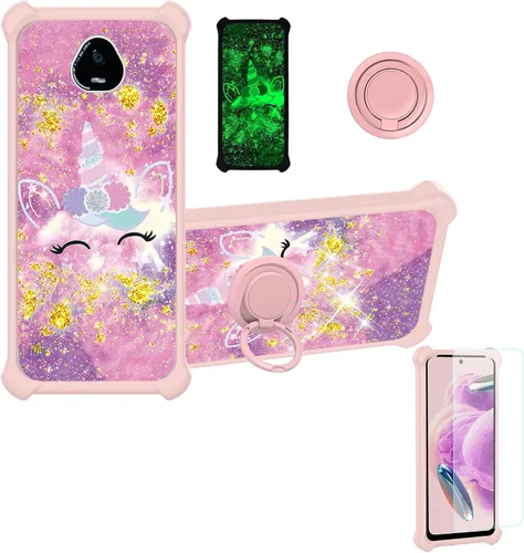 Vista 46 de jioeuinly JSF-DJS - Funda compatible con Nothing Phone 2a con protector de pantalla de vidrio templado, policarbonato duro + silicona suave, soporte
