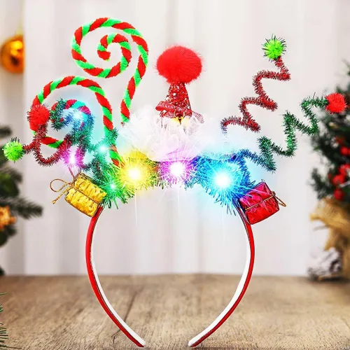 Vista 7 de Nicute - Diademas de Navidad con luces LED, diademas de Navidad festivas para mujeres y niñas