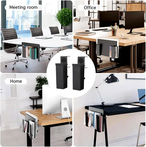 Vista 4 de AMAKO Adjustable Side Laptop Mount, Sturdy Space Saving Desk Organizer, Side Mounted Notebook Holder for Home Office Workspace, Carbon Steel