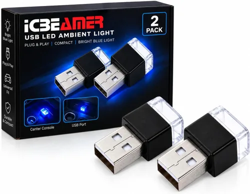 Vista 31 de ICBEAMER Smart USB 1-Paquete (Azul) Luz de Noche LED Automática Plug-in Miniatura para Coche, Van, Pickup, Camión, Interior, Maletero, Iluminación