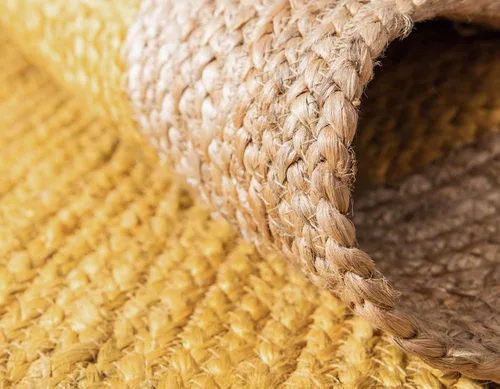 Vista 6 de Unique Loom Colección de yute trenzado de calidad clásica hecha natural tejida a mano con detalles de color sólido, alfombra rectangular de 2 pies 0
