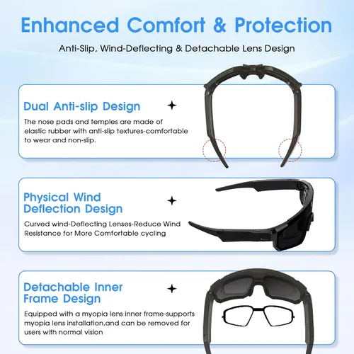 Vista 8 de Lentes inteligentes AI con cámara 4K, gafas de grabación de video HD de 8 MP con almacenamiento integrado, protección UV y asistente de IA, gafas