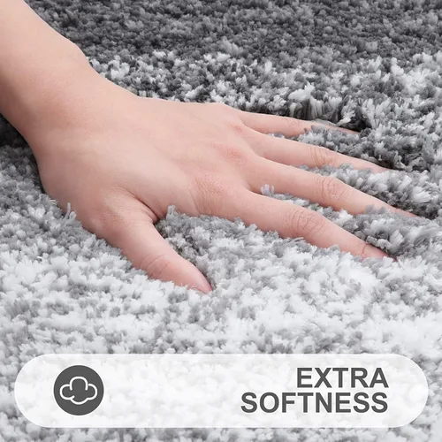 Vista 4 de OLANLY Alfombra de baño y inodoro ombré en forma de U, tamaño 47 x 24 pulgadas y alfombras de inodoro de 24 x 20 pulgadas, color gris, paquete de 2