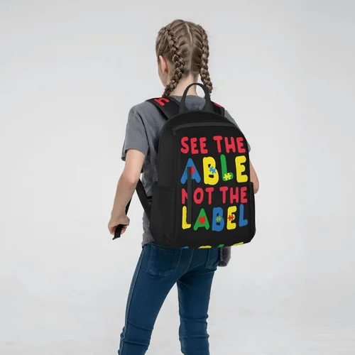 Vista 6 de Please Be Patient I Have Autism Mochila mochila de gran capacidad mochila ligera para uso diario y escuela color negro Ver la conciencia Capaz No