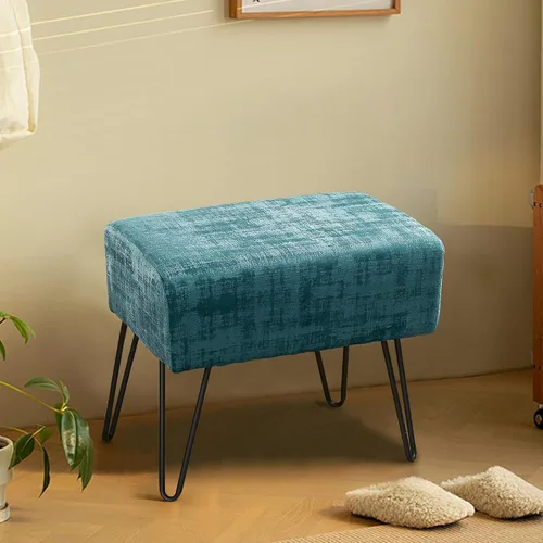 Vista 3 de Home Soft Things Otomana rectangular de terciopelo mullido de color verde ágata de 19 pulgadas para sala de estar, banco de entrada de espacio