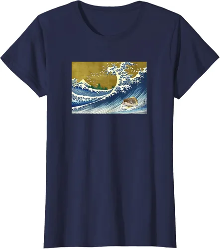 Vista 25 de Camiseta de surf japonés con diseño de erizo Azul Marino