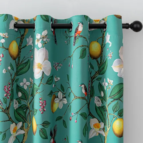 Vista 16 de MYSKY HOME Cortinas florales para puerta francesa de 40 pulgadas de largo, juego de 2 cortinas opacas de privacidad con bolsillo para barra A-verde