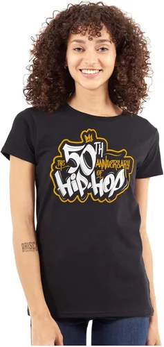 Vista 3 de Brisco Brands Camiseta para mujer con logotipo del 50 aniversario del Hip Hop