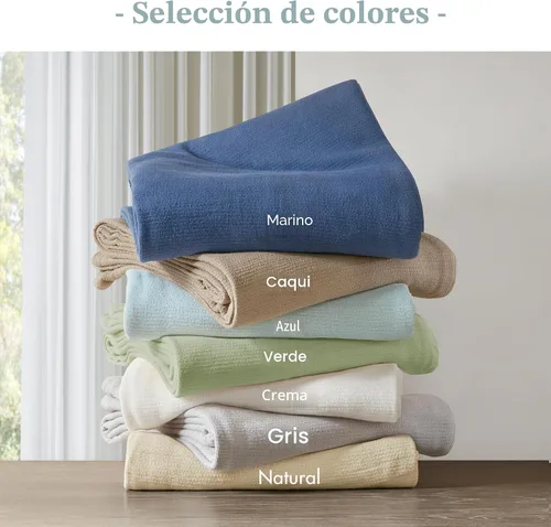 Vista 5 de Madison Park Freshspun Tejido de Cesta Luxury Manta de Algodón Azul 66x90" Tamaño Individual Tejido de Cesta Premium Suave y Acogedora 100% Algodón
