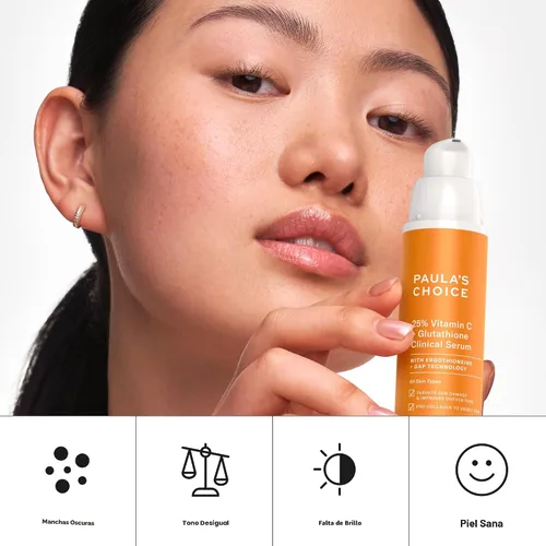 Vista 7 de Paula's Choice Suero con 25% de vitamina C con glutatión y antioxidantes, el suero facial mejora la decoloración, el tono desigual y reafirma, todo