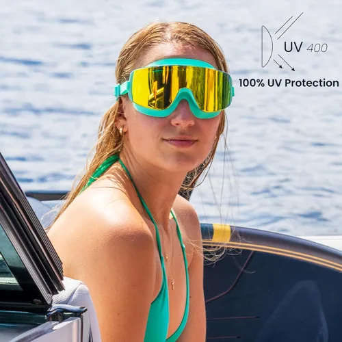 Vista 2 de ÆRA Gafas de natación Frameless Ultralight™ Emerald – Patente pendiente, lente nanotecnológica antivaho 100% protección UV para surf, SUP, moto