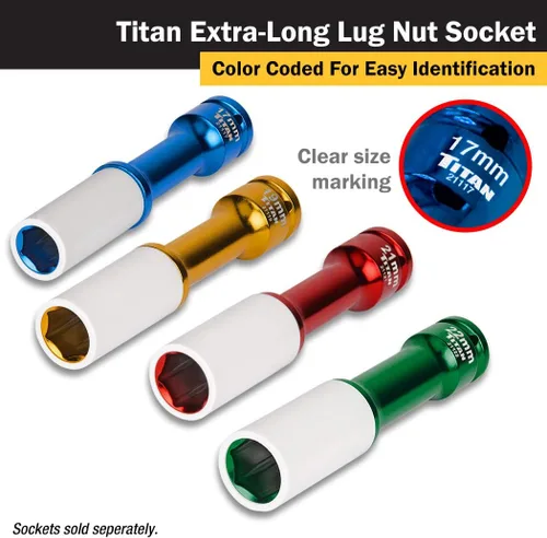 Vista 4 de Titan Tools 2191 llave para tuerca de ruega profunda de 17 mm 1/2 pulgada para conducir sin contratiempos