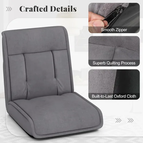 Vista 6 de COSTWAY Silla plegable de suelo, sofá convertible con respaldo ajustable de 14 posiciones, reposacabezas ajustable de 5 posiciones, silla acolchada