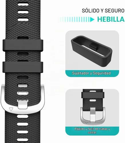 Vista 4 de OVERSTEP Correa de reloj para Garmin Venu 2 Plus/Venu SQ/Forerunner 645/245 Negro