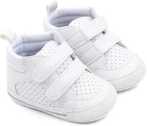 Vista 3 de Sekantrol Zapatos de cuna para recién nacidos, para niños y niñas, suela de goma suave, zapatos para bebés, zapatos deportivos de moda de caña alta