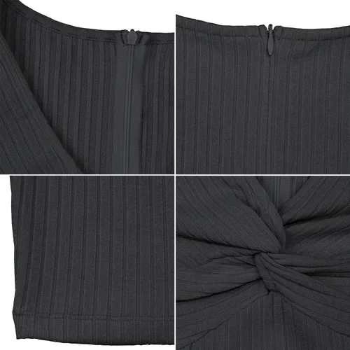 Vista 5 de Kirozanny Vestido de punto acanalado con cuello en V profundo para mujer