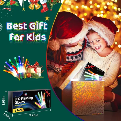 Vista 5 de ENERKIDI LED Gloves 2pair Light Up Gloves for Kids Gifts for 3 4 5 6 7 8 Year Old Boys Birthdays Christmas Toys for Boys