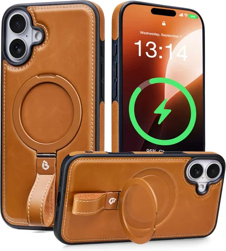 Vista 28 de Butaiga Funda para iPhone 12 Pro Max con correa de cuero, soporte de anillo Negro