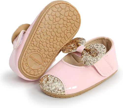 Vista 5 de Antheron Baby Girls Mary Jane Flats - Mocasines para bebé con suela suave, diseño floral brillante