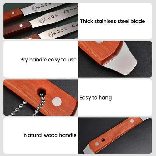 Vista 5 de Cuchillo para caca, cuchillo de caca de metal duradero de 12 pulgadas para bloque de inodoro, mango de madera extra largo, palo de caca, broma