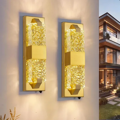 Vista 29 de Luz de pared inteligente para exteriores, RGB, App y Alexa, dorado