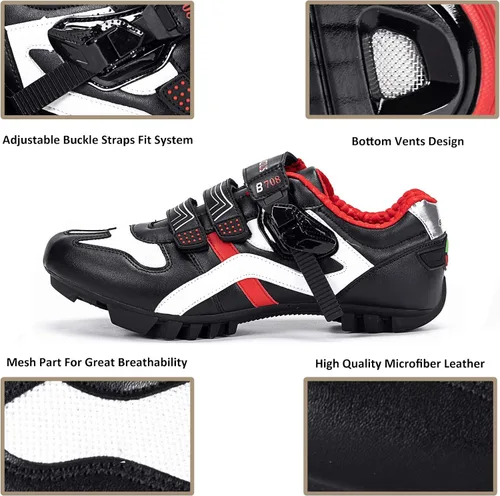 Vista 3 de Bucklos zapatos de ciclismo de montaña con tacos de los hombres MTB zapatos de ciclismo SPD compatibles Spin zapatillas de deporte de bicicleta