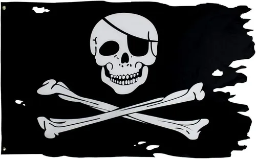 Vista 2 de FLAGLINK Bandera Jolly Roger - Banderas piratas de calavera 3x5 Crossbone