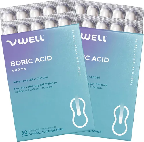 Vista 8 de Supositorios vaginales de ácido bórico VWELL - Mantiene y equilibra el pH vaginal saludable y el microbioma para manejar el olor, picazón, ardor e