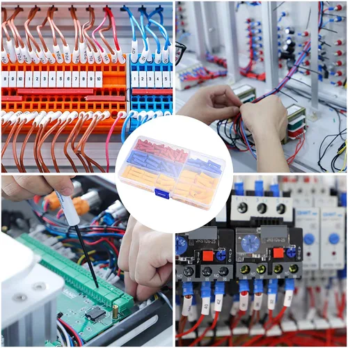 Vista 7 de Kit de conectores eléctricos a tope de 150 piezas, conectores de cable de crimpado de empalme a tope, varios terminales de cable rectos eléctricos