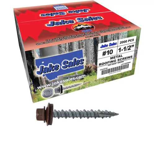 Vista 21 de 10 tornillos para techos de metal gris ABC de 1-1/2 pulgadas, cabezal de arandela hexagonal, arranque automático/roscado, arandela EPDM. 1 bolsa